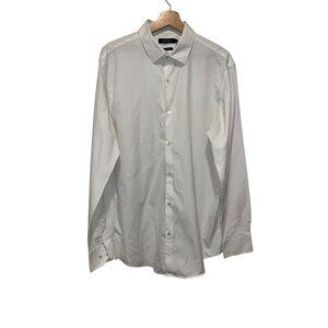 Paco Rabanne White Slim Fit Button-Up Long Sleeve Shirt Men's Size 17.5